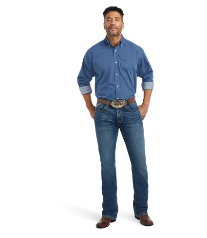 10042174 Ariat Mns Wrinkle Free Solid Pinpoint Oxford Classic Fit Shirt