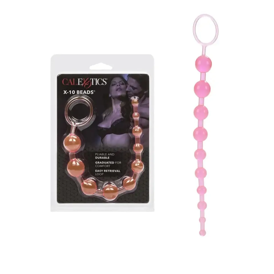 13-inch Colt Pink Bendable Jelly Anal Beads with Finger Loop