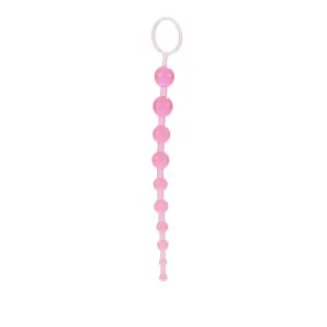13-inch Colt Pink Bendable Jelly Anal Beads with Finger Loop