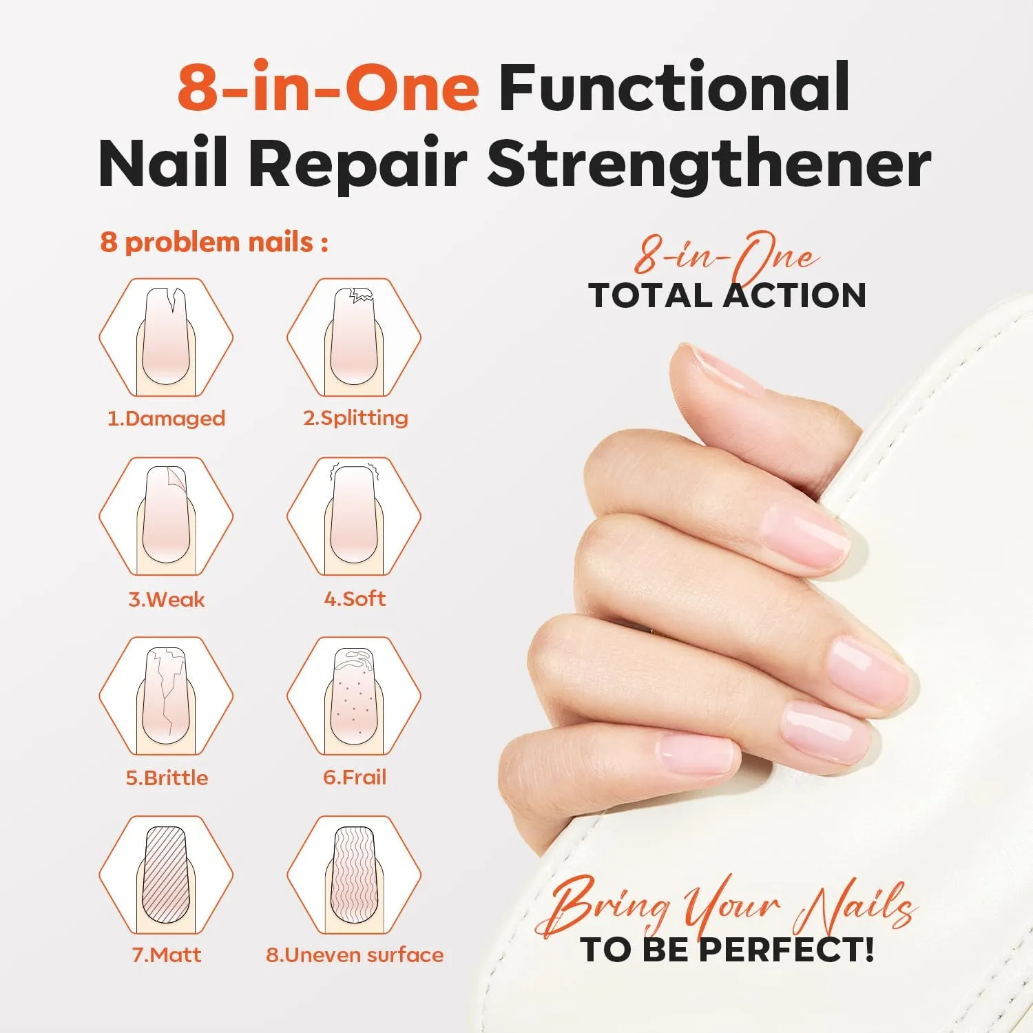 15Ml 8-In-One Nail Ridge Filler Strengthener with 6 Colors Jelly Nail Polish Set