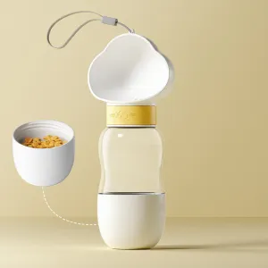 2 1 Portable Dog Water Bottle With Food Bowl Small Pet Food Container With Leak-Proof LidSuitable For Dogs And Cats 350ml Bottle 200ml Dog Dispenser For Hike Travel
