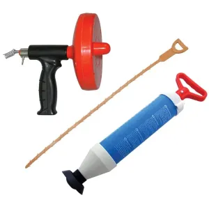 3 PC DRAIN UNBLOCKER TOOL SET PUMP PLUNGER PIPE CLEANER SINK BATH CLOG REMOVER