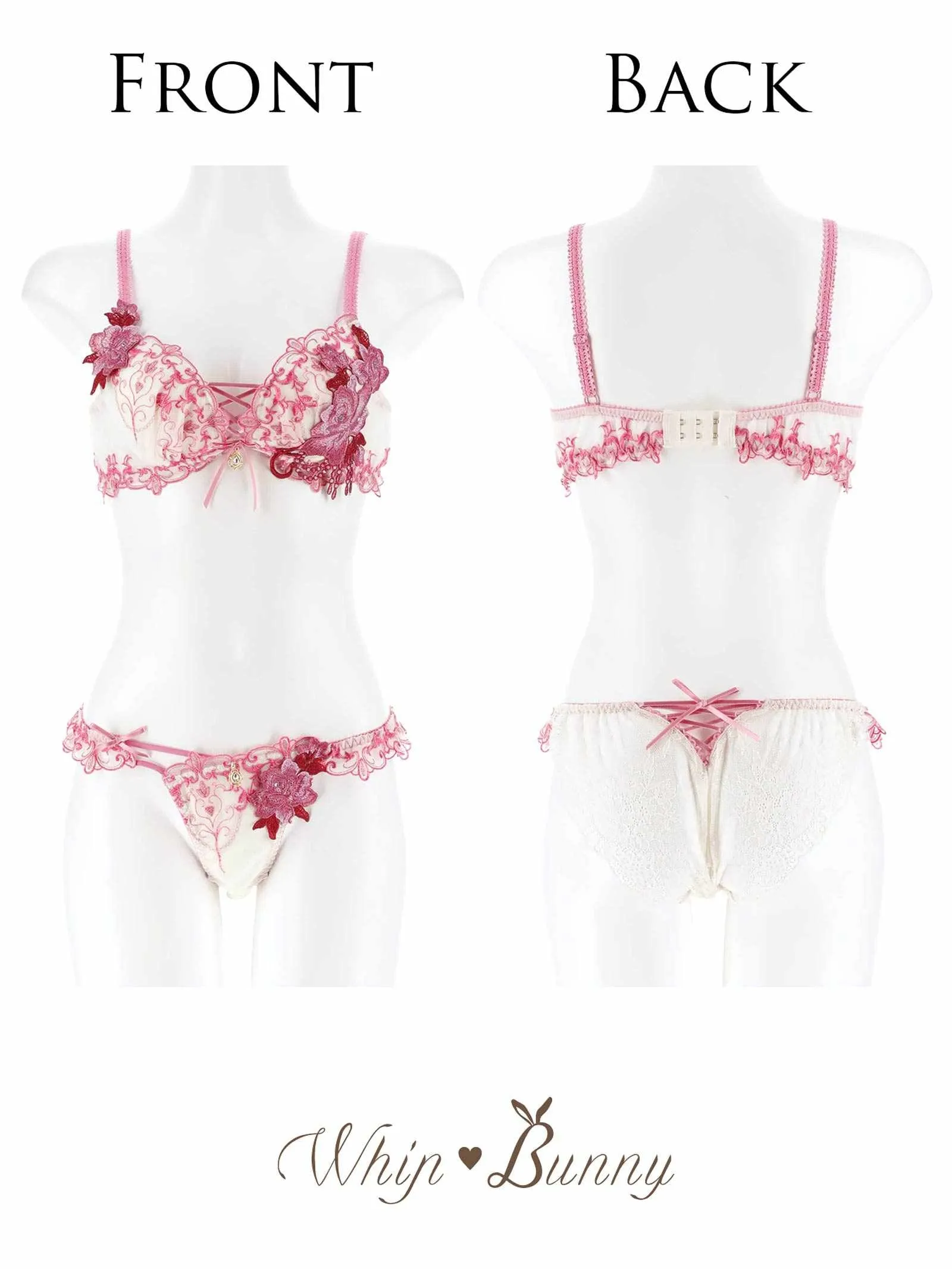 4/23新作!【明日花キララプロデュース/WhipBunny】Luxury Rose Heart Bra&Shorts / ラグジュアリーローズハートブラ＆ショーツ