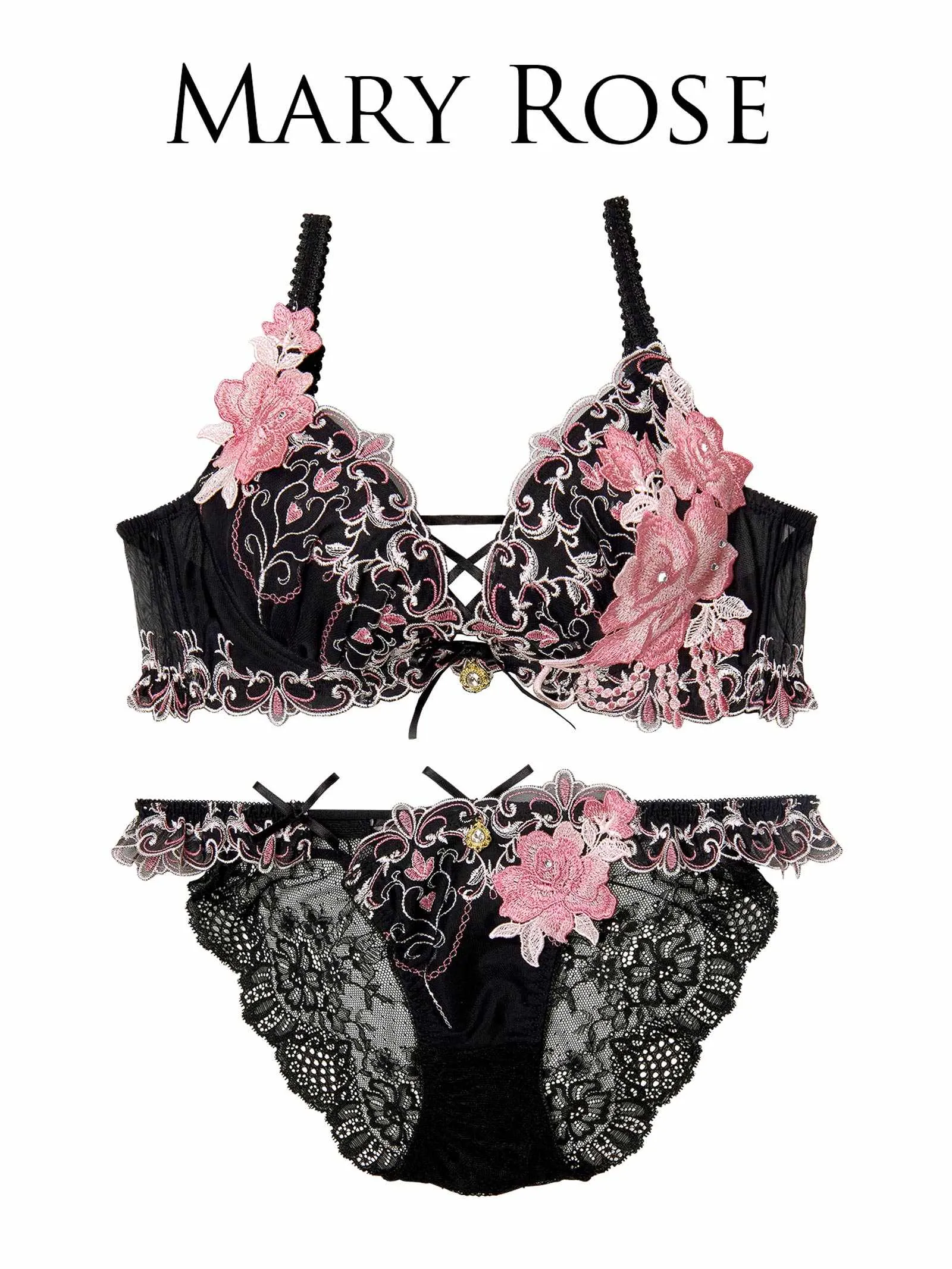 4/23新作!【明日花キララプロデュース/WhipBunny】Luxury Rose Heart Bra&Shorts / ラグジュアリーローズハートブラ＆ショーツ