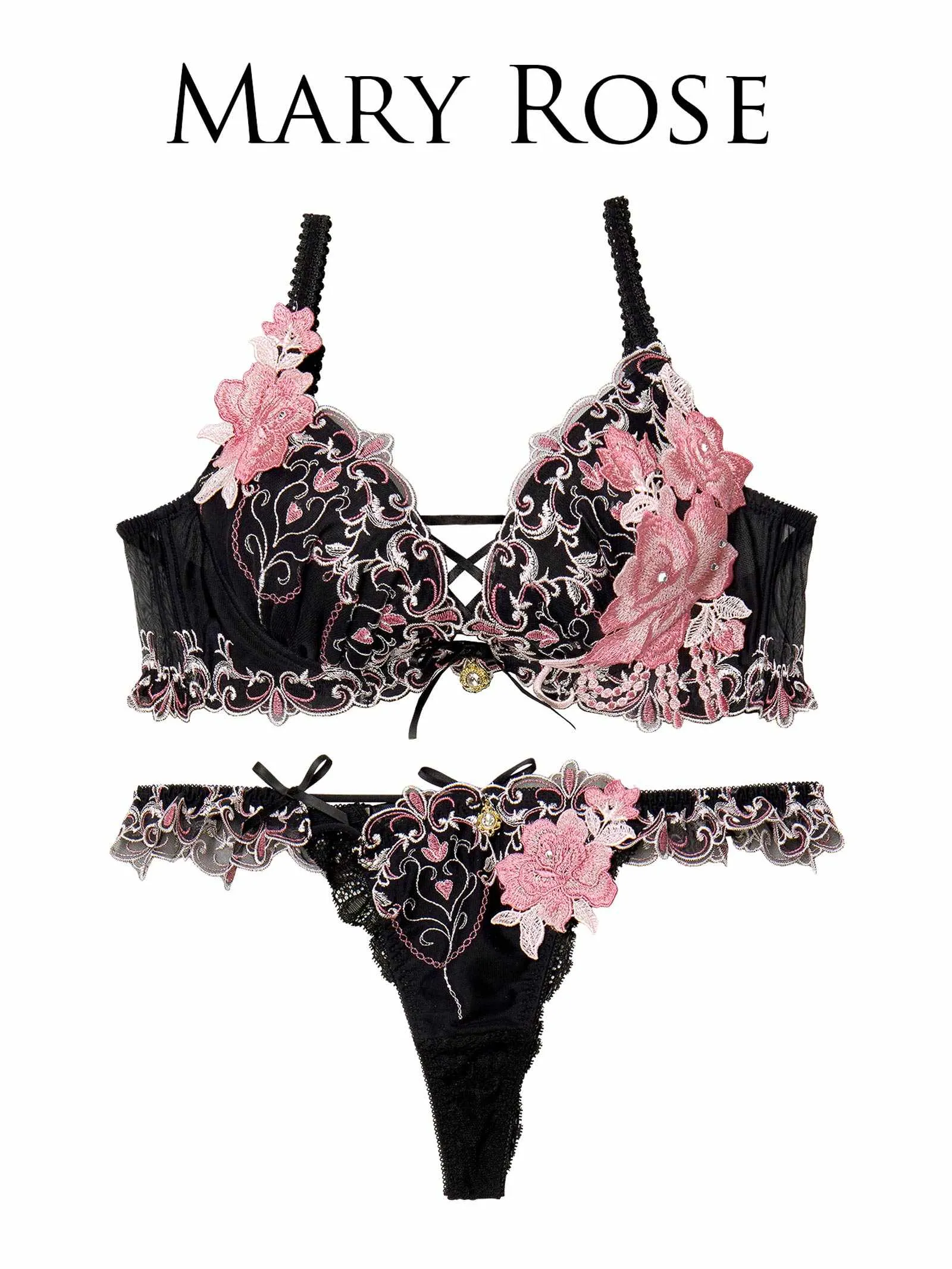 4/23新作!【明日花キララプロデュース/WhipBunny】Luxury Rose Heart Bra&T-back / ラグジュアリーローズハートブラ＆Tバック