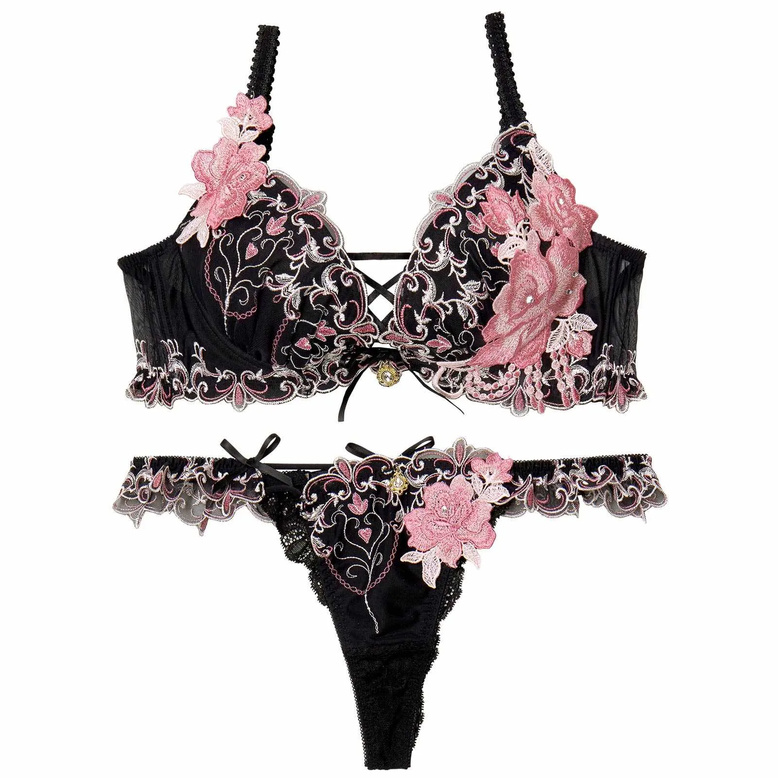 4/23新作!【明日花キララプロデュース/WhipBunny】Luxury Rose Heart Bra&T-back / ラグジュアリーローズハートブラ＆Tバック