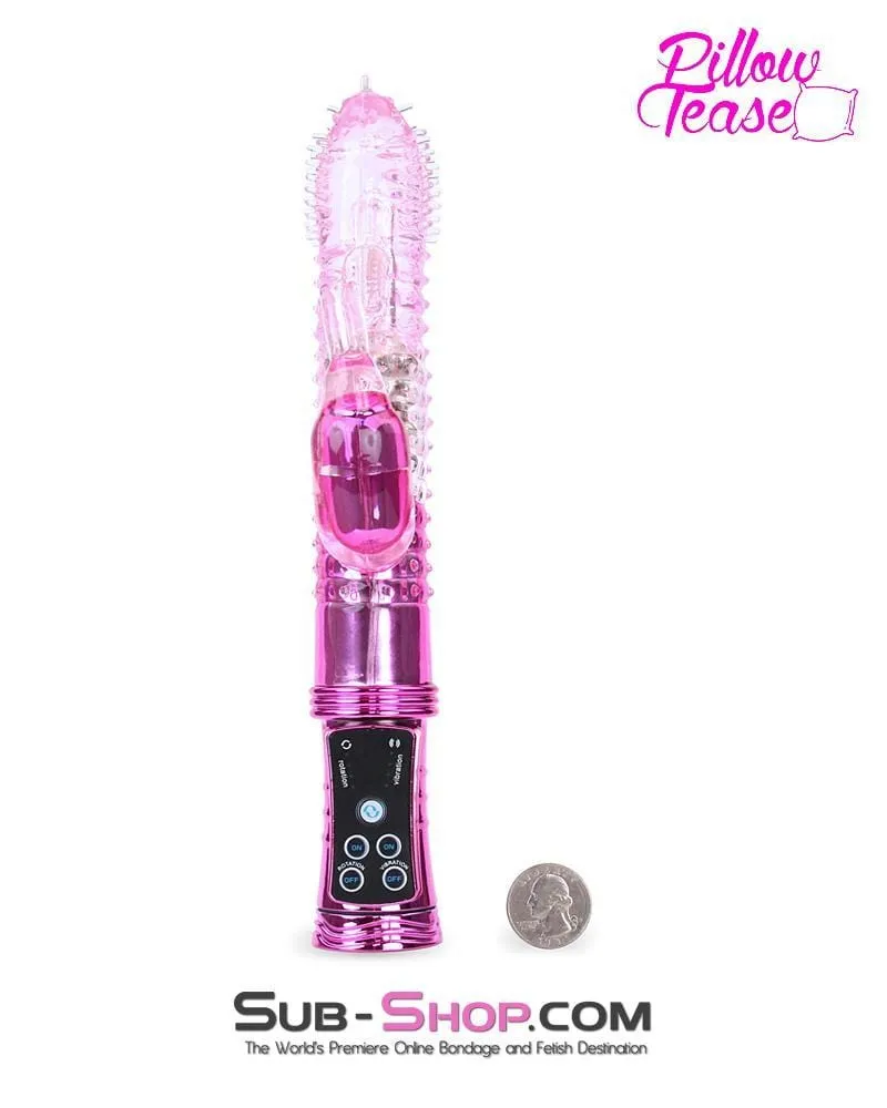 7090E      Multi-Function Nubby Jelly Vibrator with Clit and Anal Stimulator, Rotation and Vibration - LAST CHANCE - Final Closeout!