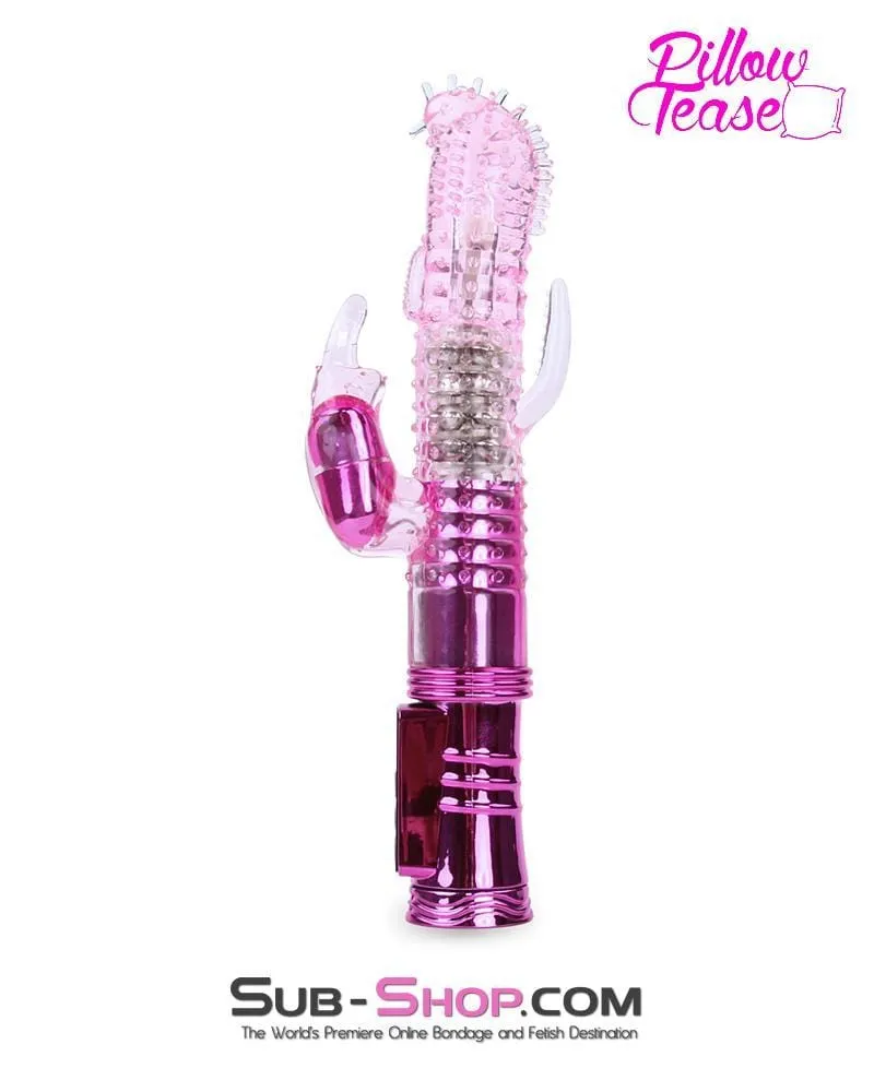 7090E      Multi-Function Nubby Jelly Vibrator with Clit and Anal Stimulator, Rotation and Vibration - LAST CHANCE - Final Closeout!