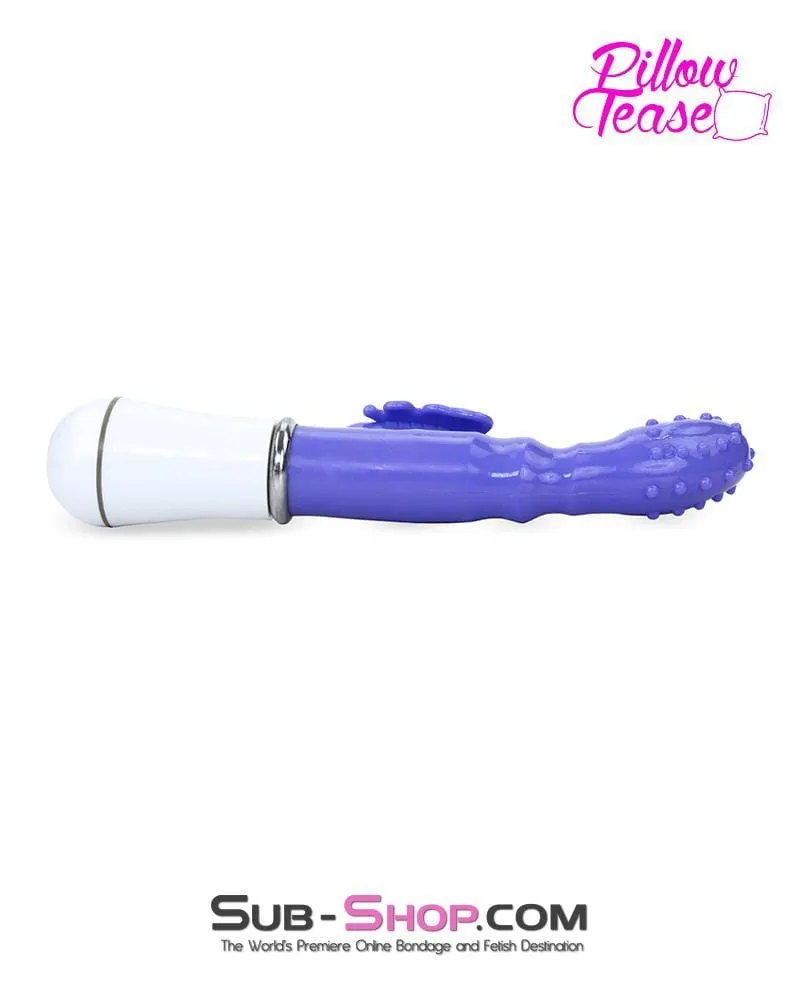 7214S      Nubby 12 Function Waterproof Soft Vibrator with Butterfly Wings Clit Stimulator