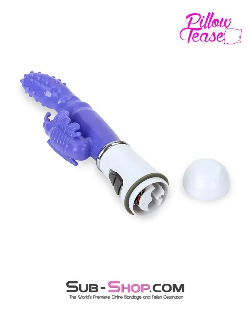 7214S      Nubby 12 Function Waterproof Soft Vibrator with Butterfly Wings Clit Stimulator