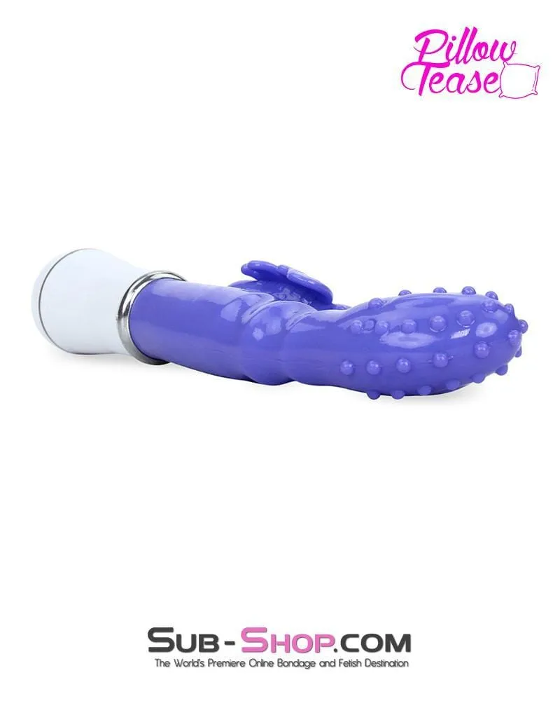 7214S      Nubby 12 Function Waterproof Soft Vibrator with Butterfly Wings Clit Stimulator