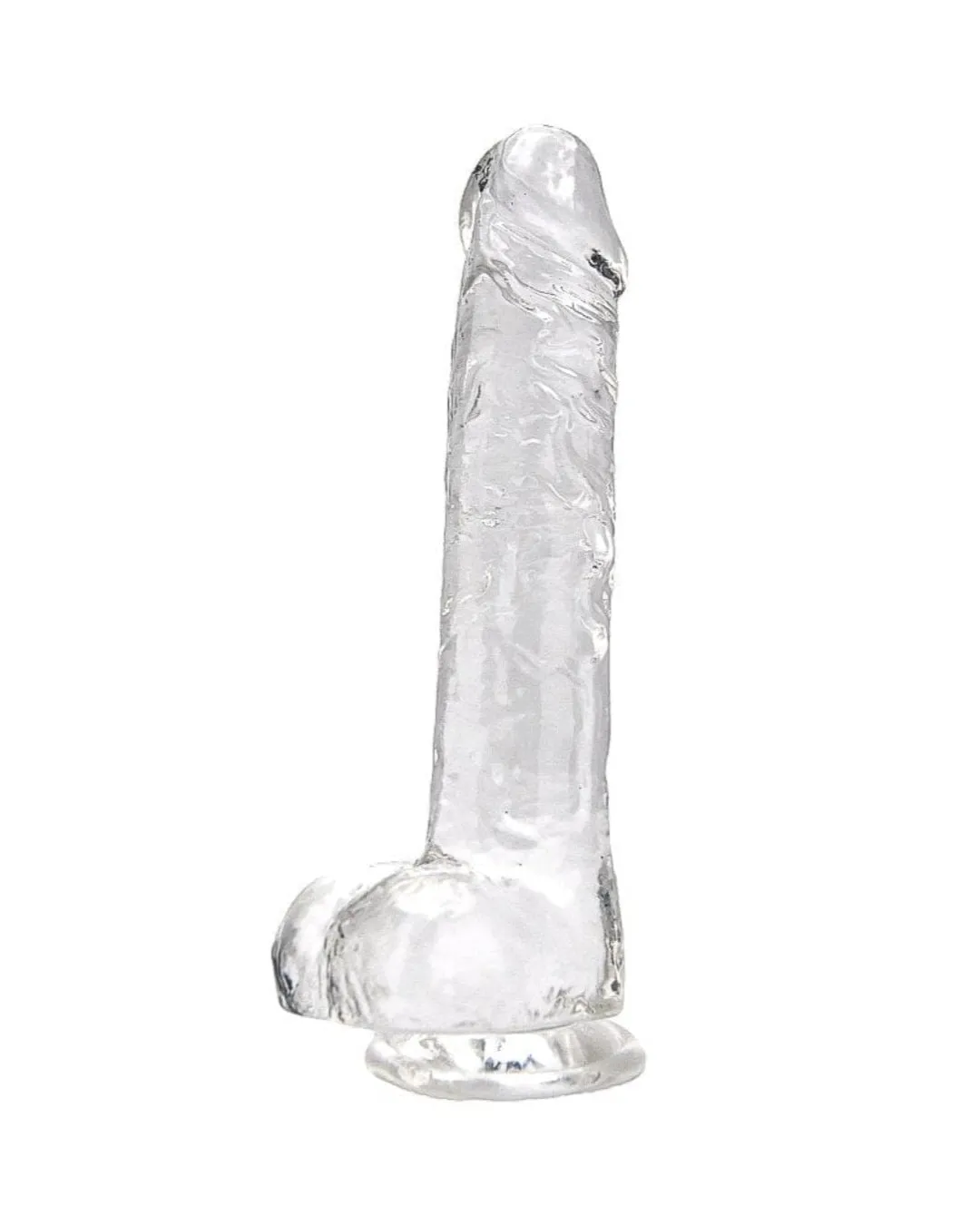 8-Inch Clear Dildo with Realistic Texture and Balls