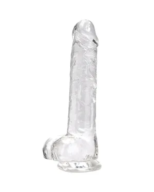 8-Inch Clear Dildo with Realistic Texture and Balls