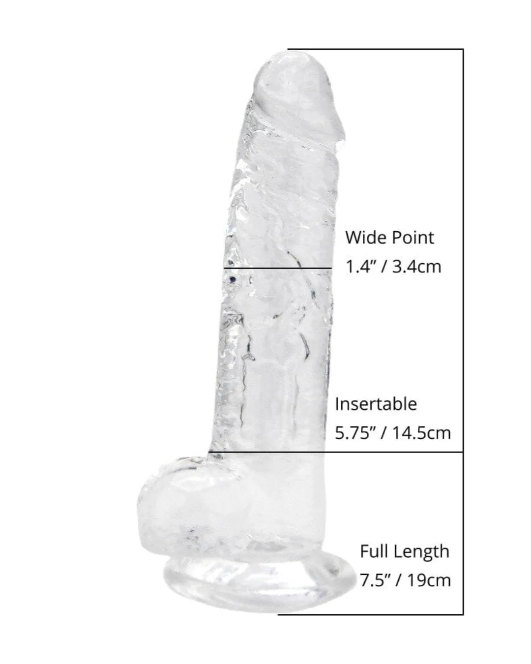 8-Inch Clear Dildo with Realistic Texture and Balls