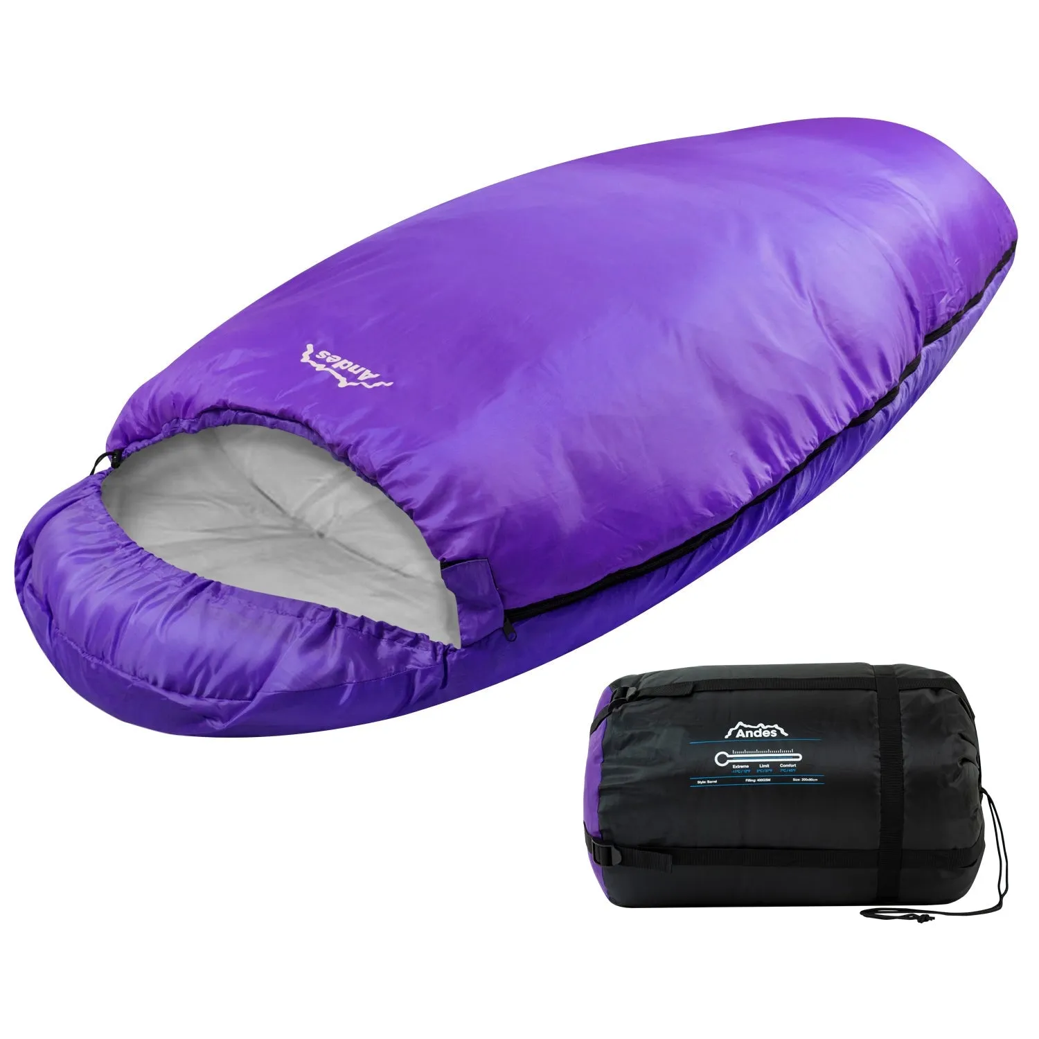 Andes Barrel 400 4 Season Single Camping Hiking Sleeping Bag
