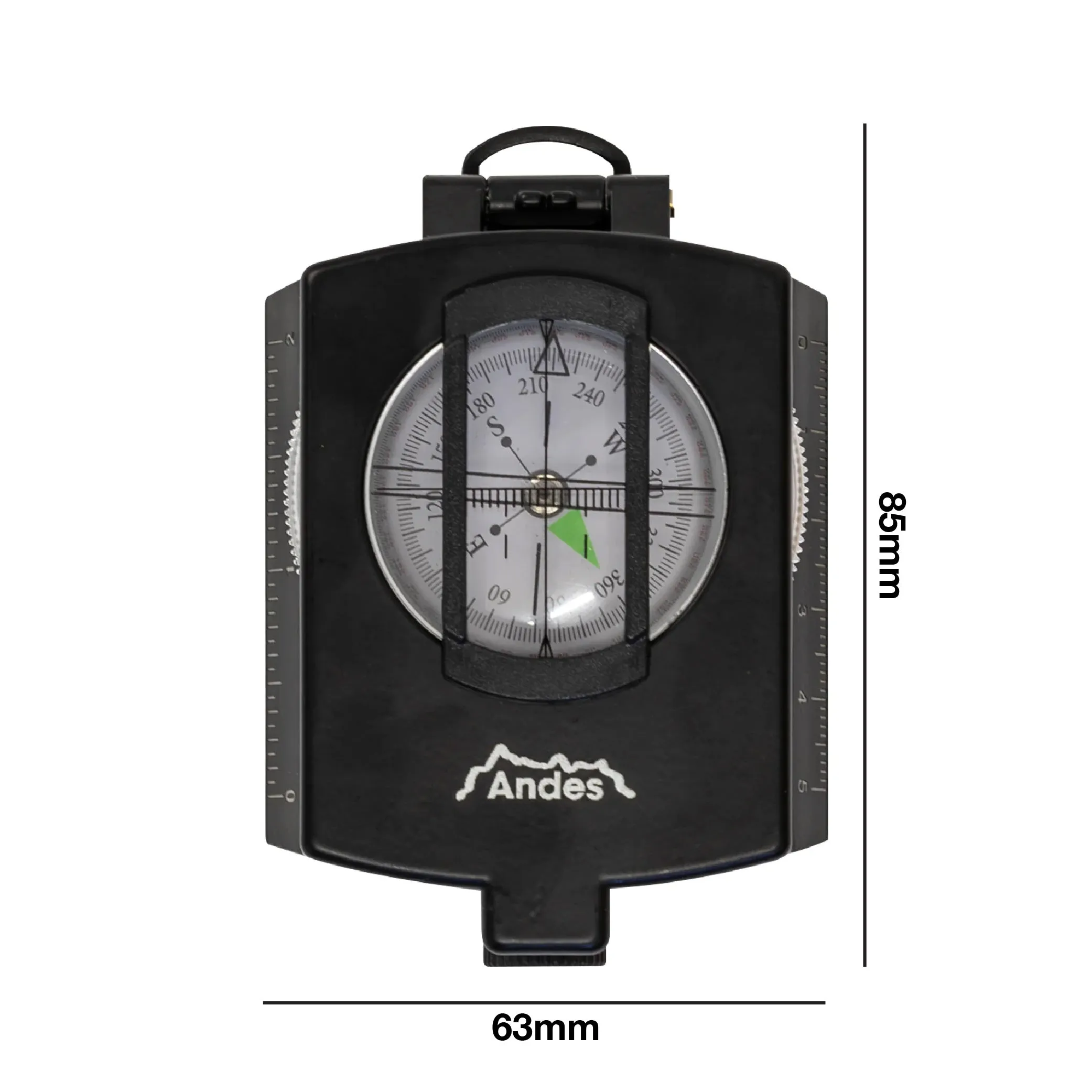 Andes Military Hiking Navigation Compass for Orienteering, Waterproof with Case