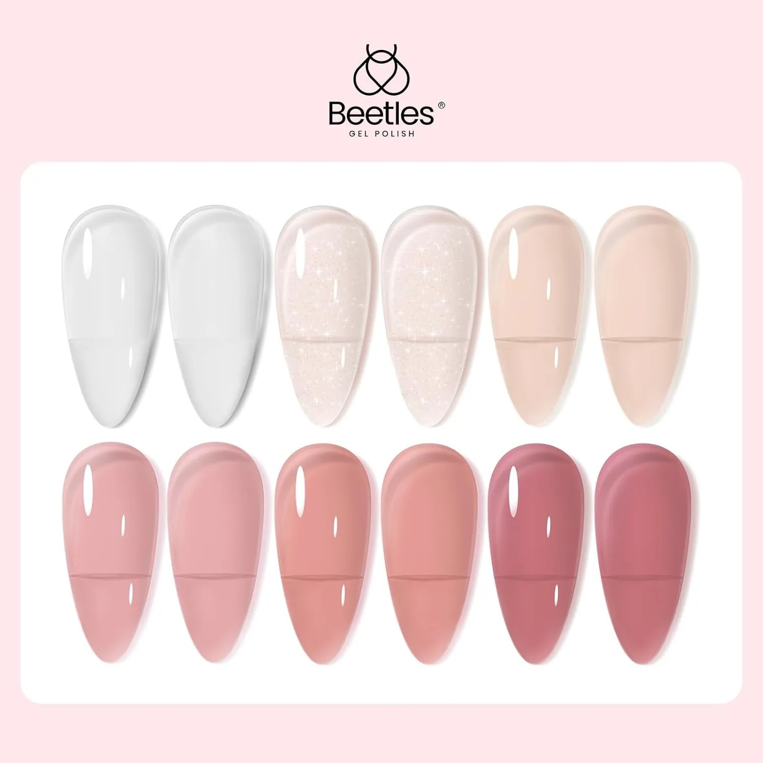 Beetles Jelly Gel Nail Polish Set 6 Colors Neutral Sheer Milky White Nude Pink Gel Polish Kit Translucent Soak off Uv Nail Gel Diy Manicure 2024 New Nail Trend Gifts for Girls Women