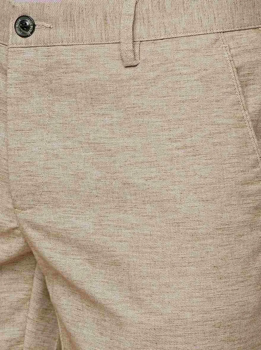 Beige Solid Uno Fit Casual Trouser | JadeBlue