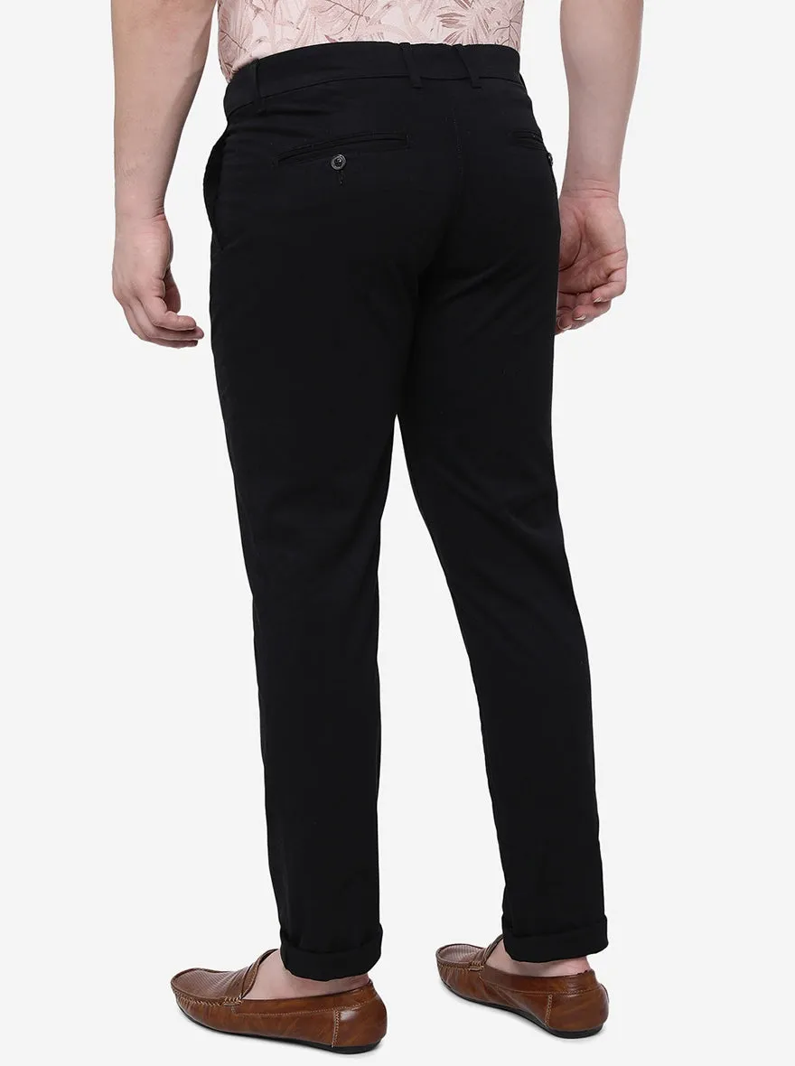 Black Solid Uno Fit Casual Trouser | JadeBlue