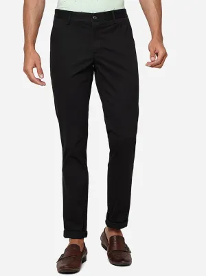 Black Solid Uno Fit Casual Trouser | JadeBlue