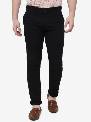 Black Solid Uno Fit Casual Trouser | JadeBlue