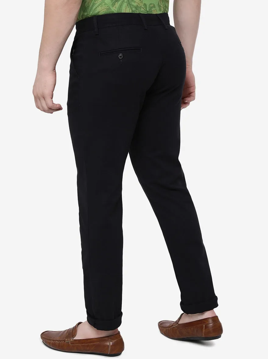 Black Solid Uno Fit Casual Trouser | JadeBlue