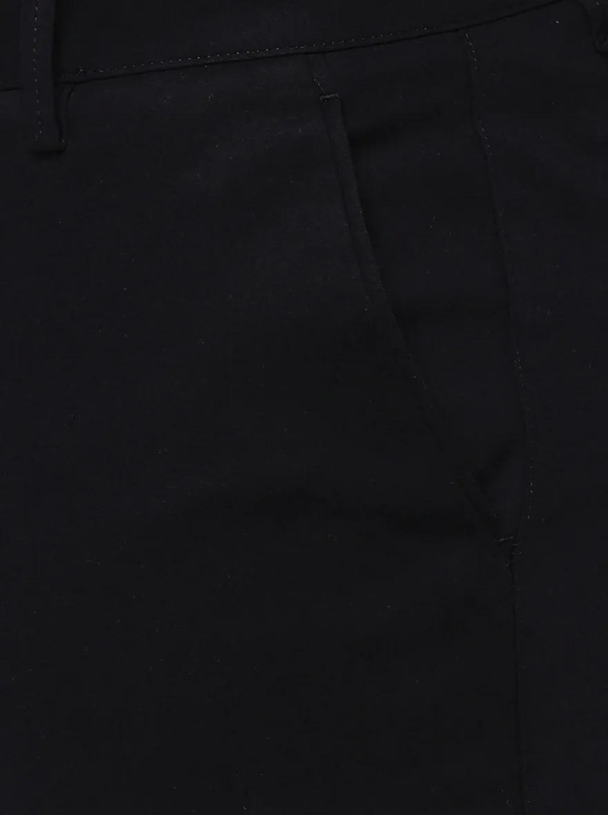 Black Solid Uno Fit Casual Trouser | JadeBlue
