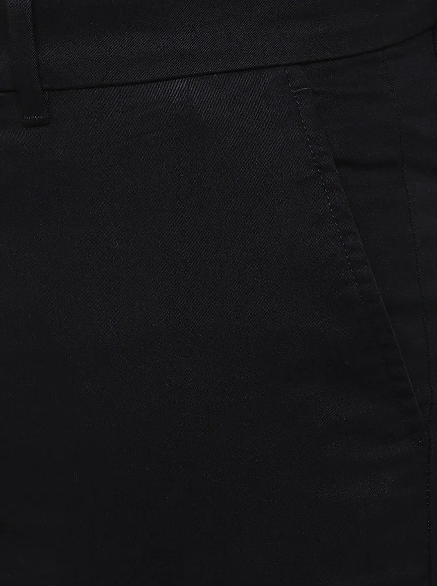 Black Solid Uno Fit Casual Trouser | JadeBlue