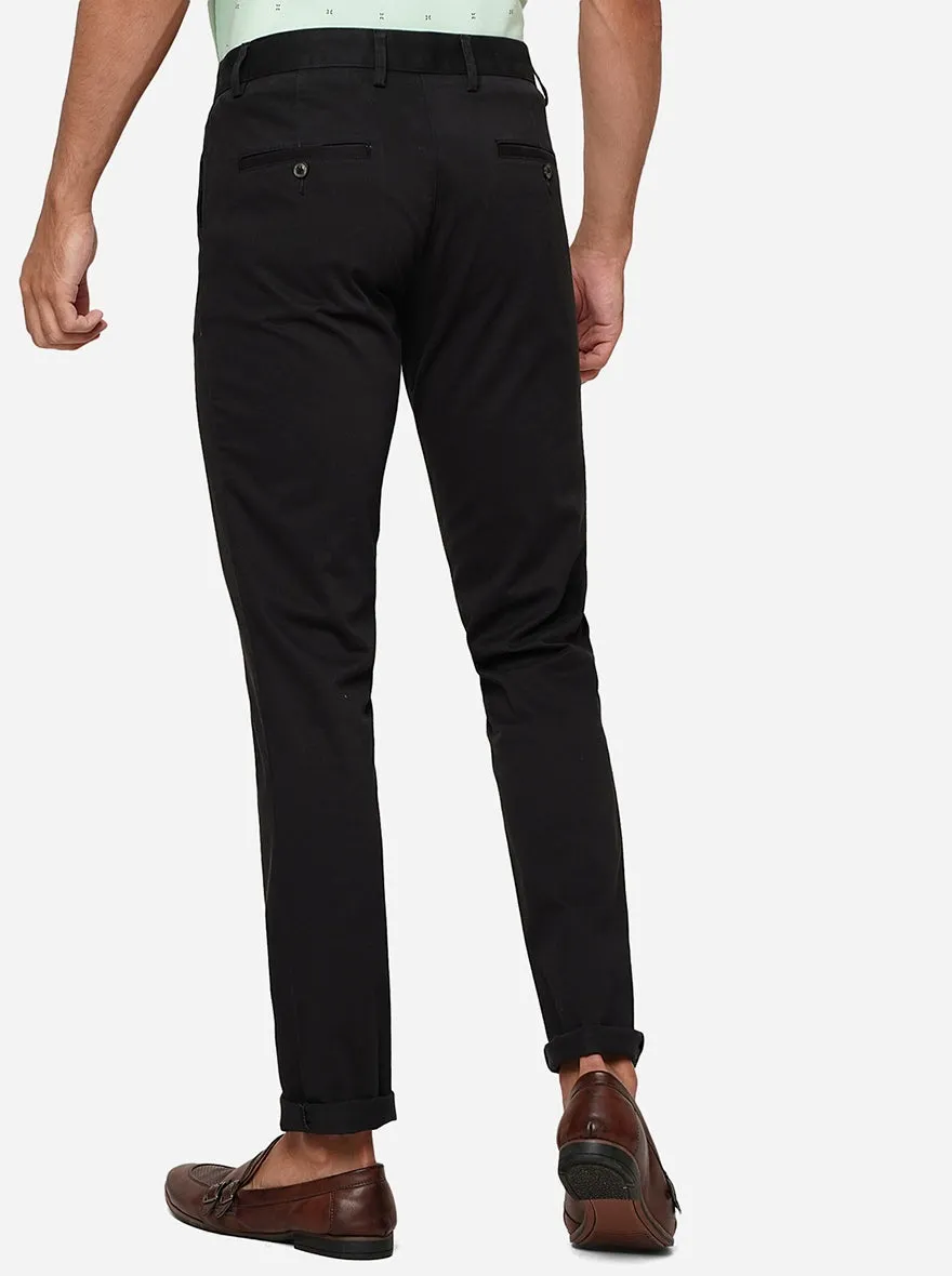 Black Solid Uno Fit Casual Trouser | JadeBlue