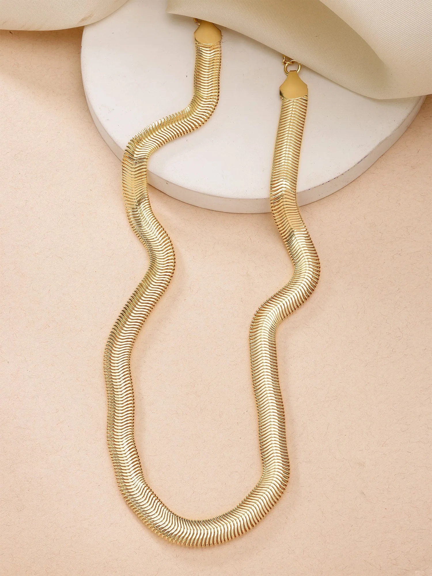 Bohey by KARATCART Gold-Plated Snake Chain Necklace for Women
