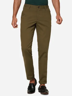 Brown Solid Uno Fit Casual Trouser | JadeBlue