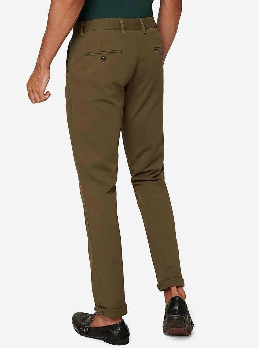 Brown Solid Uno Fit Casual Trouser | JadeBlue