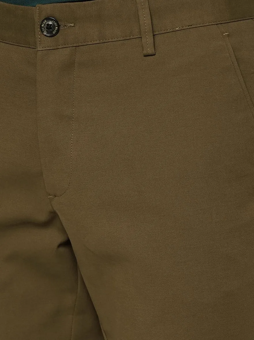 Brown Solid Uno Fit Casual Trouser | JadeBlue