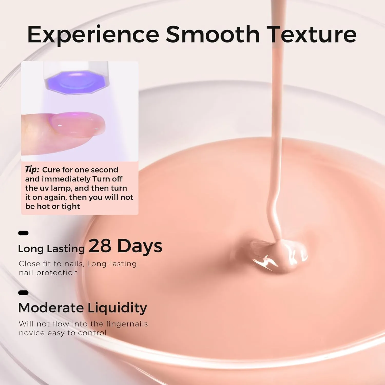 Builder Gel for Nails, 5 in 1 Clear Gel Strengthener, Hard Gel Nail Polish for Nail Thickening, Light Nude Color Nail Extension Gel for French Manicure Base Coat Needed