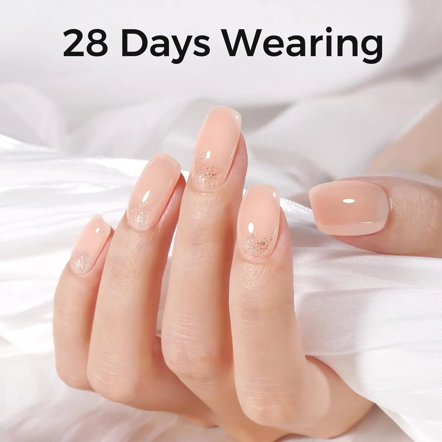 Builder Gel for Nails, 5 in 1 Clear Gel Strengthener, Hard Gel Nail Polish for Nail Thickening, Light Nude Color Nail Extension Gel for French Manicure Base Coat Needed