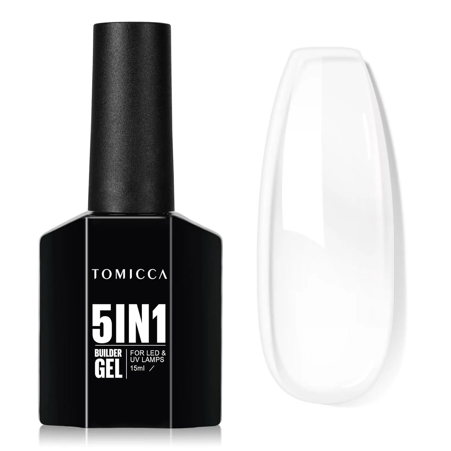 Builder Gel for Nails, 5 in 1 Clear Gel Strengthener, Hard Gel Nail Polish for Nail Thickening, Light Nude Color Nail Extension Gel for French Manicure Base Coat Needed