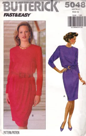 Butterick 5048 Womens Easy Dress with Optional Mock Wrap Skirt 1990s Vintage Sewing Pattern Size 6 - 10 UNCUT Factory Folded