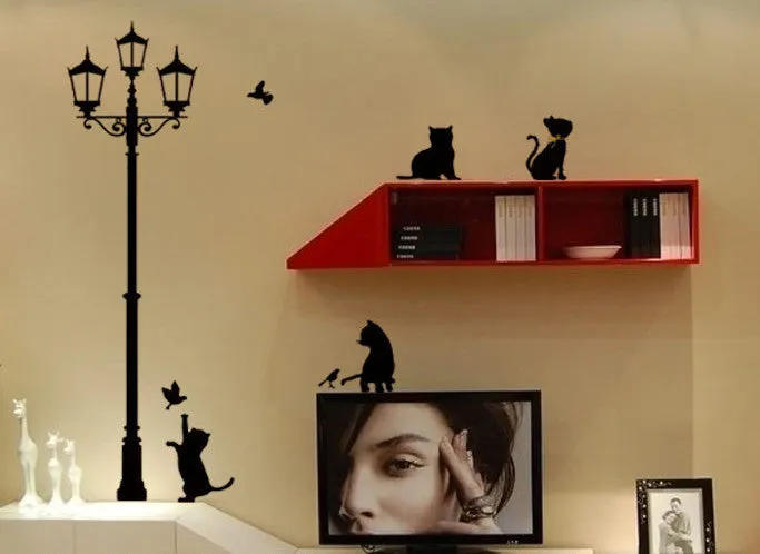 Cat and Bird Wall Sticker