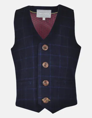 Charles: Blue check waistcoat