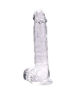 Clear Jelly 9 inch Realistic Dildo with Balls and Suction Cup Base