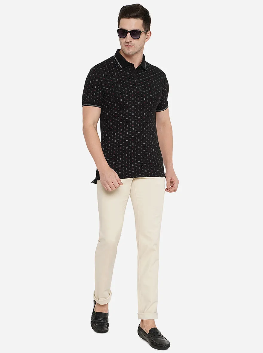 Cream Solid Uno Fit Casual Trouser | JadeBlue