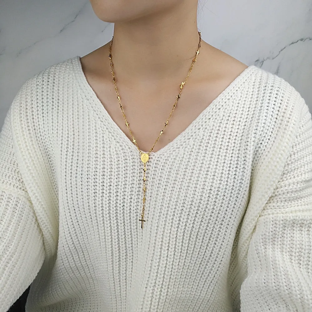 Cute Cross Virgin Mary Pendant Necklace
