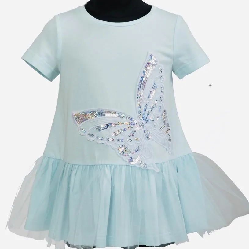 DAGA - Sequin Butterfly Dress - Turquoise
