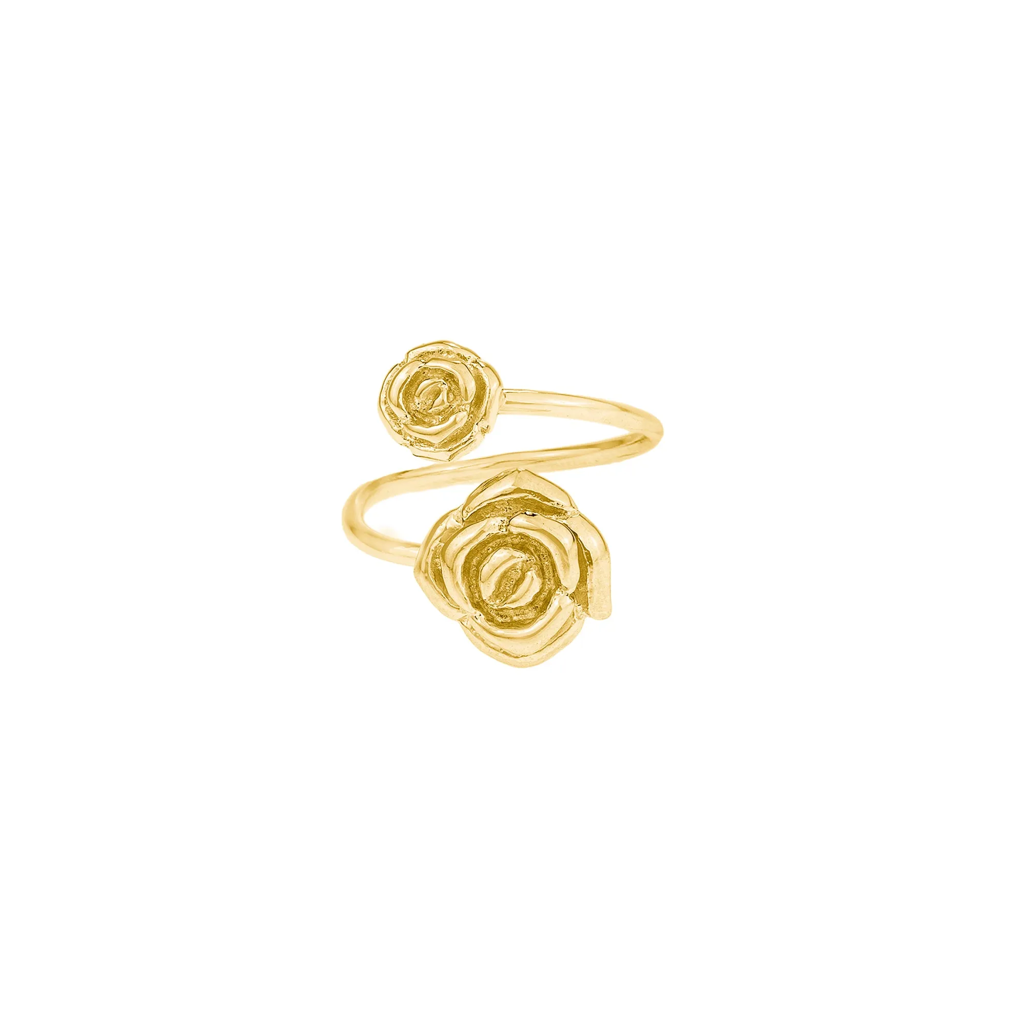 Double Rose Open Ring, One Size, White Rhodium
