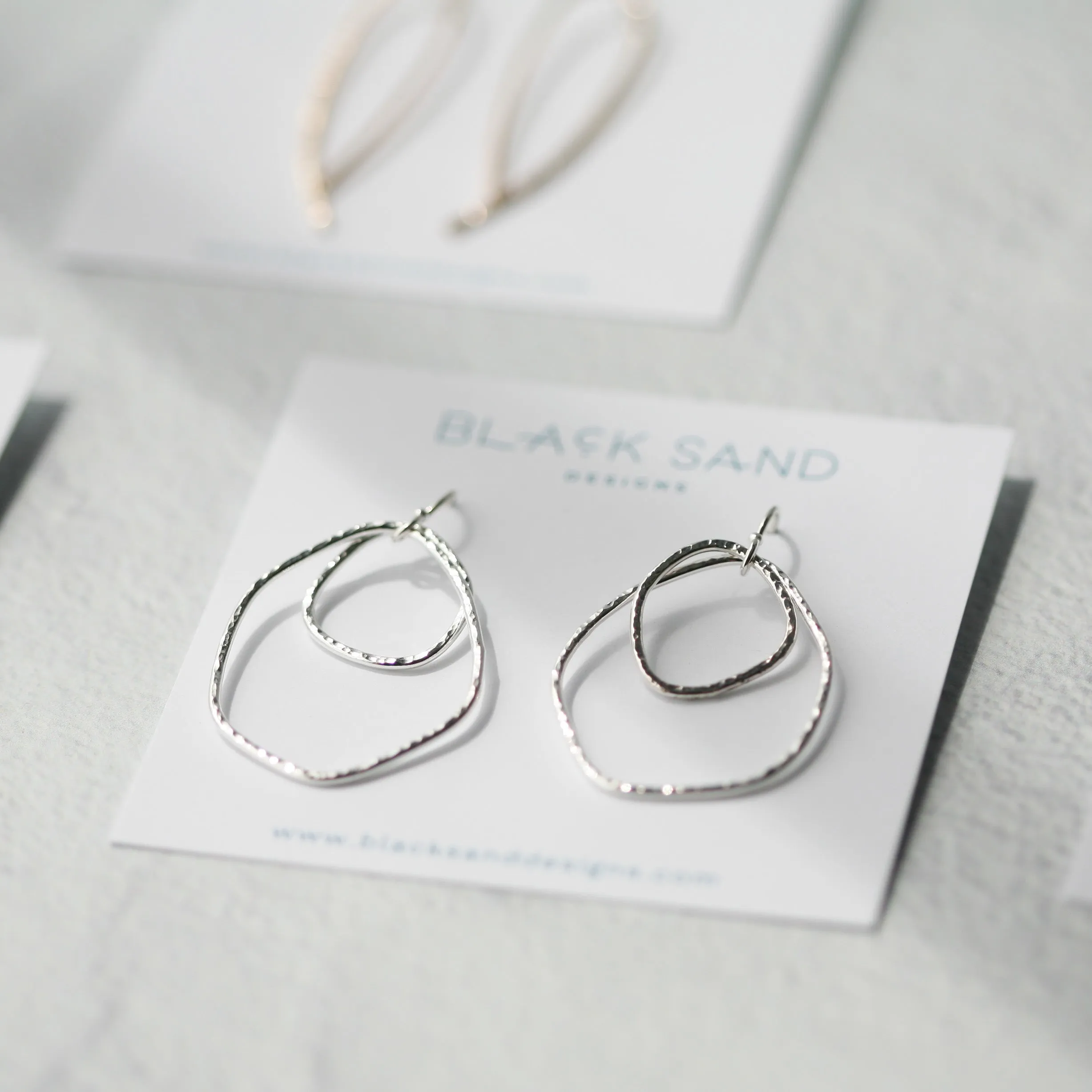 Double Wobbly Earrings - Silver