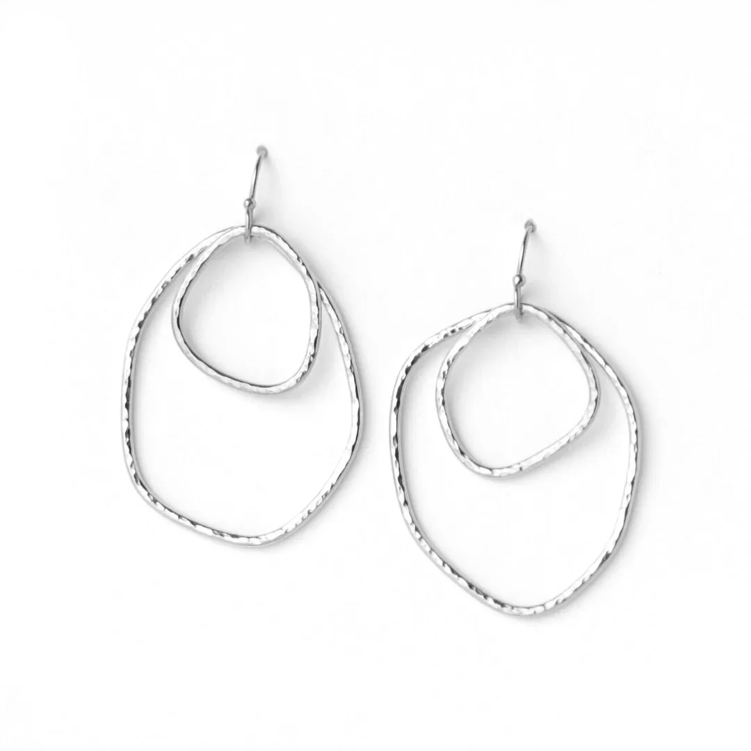 Double Wobbly Earrings - Silver