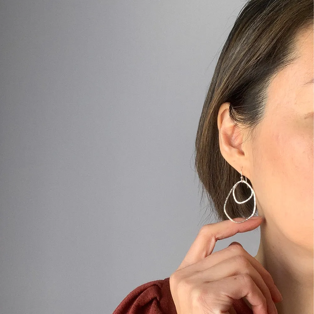 Double Wobbly Earrings - Silver