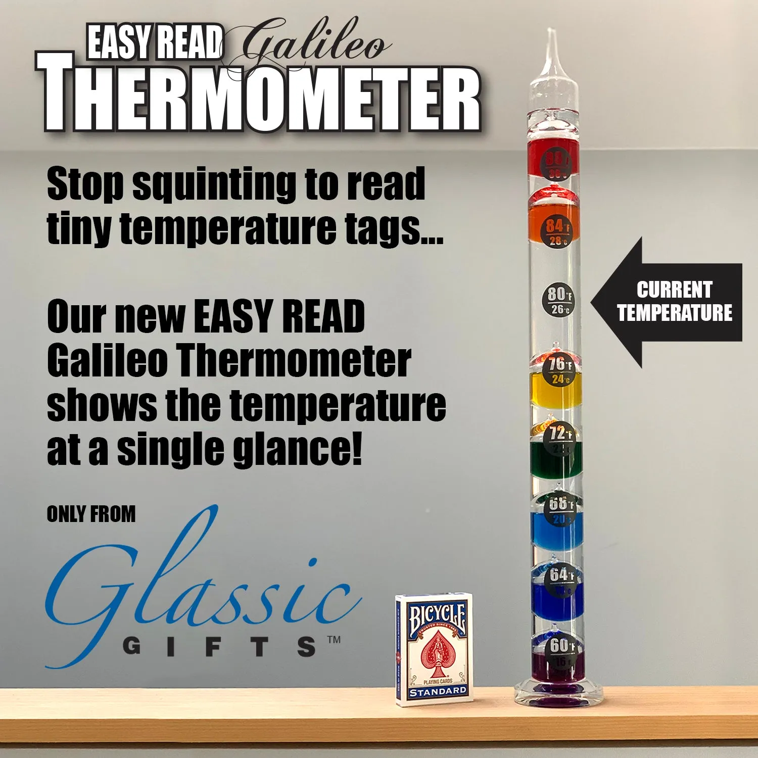EASY READ 23" Tall Galileo Thermometer