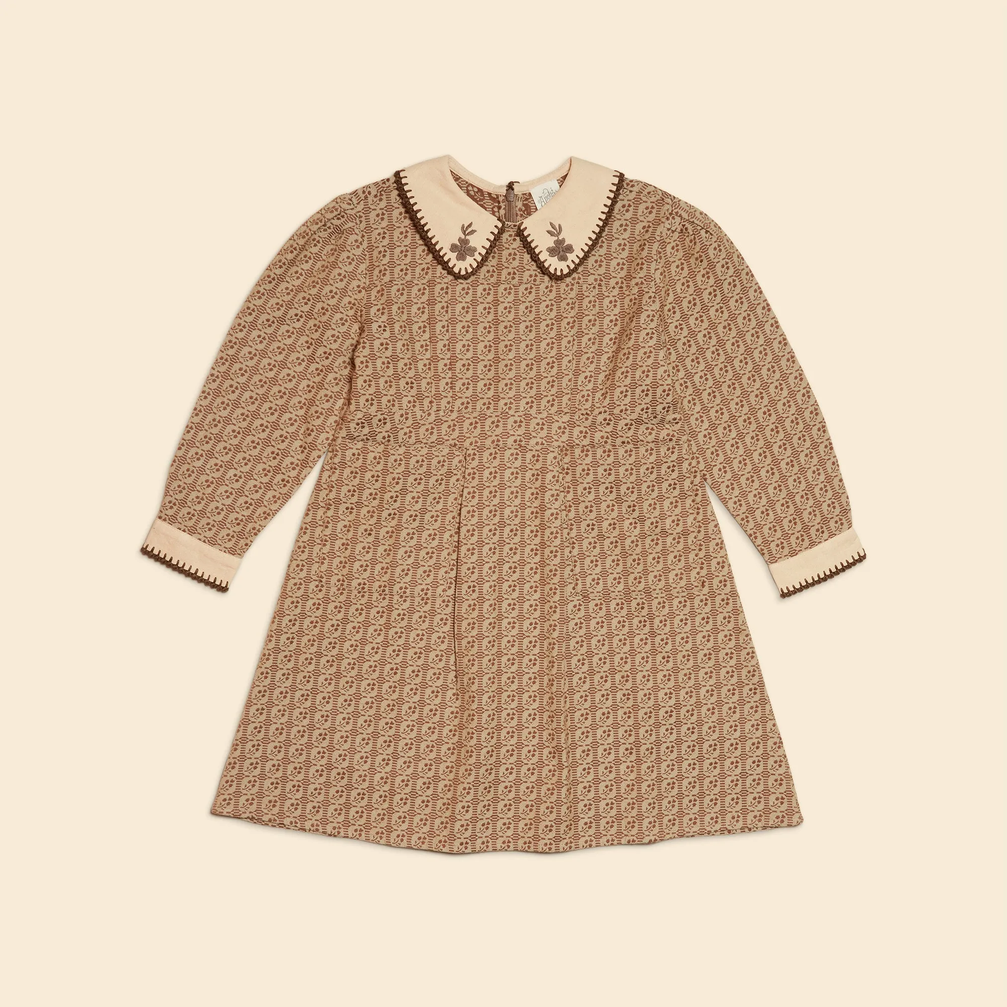 'Enid' Dress - Grid Floral Jacquard