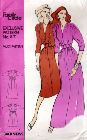 Family Circle 87 Womens Batwing Sleeved Dress 1970s Vintage Sewing Pattern Size 10 - 16 UNCUT Factory Folded
